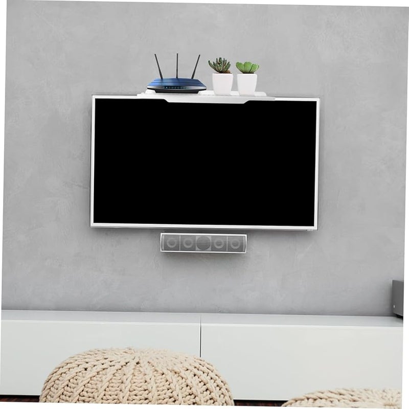 Large White Adjustable Monitor Stand Shelf No Drill Installation Storage Tray - Image 4